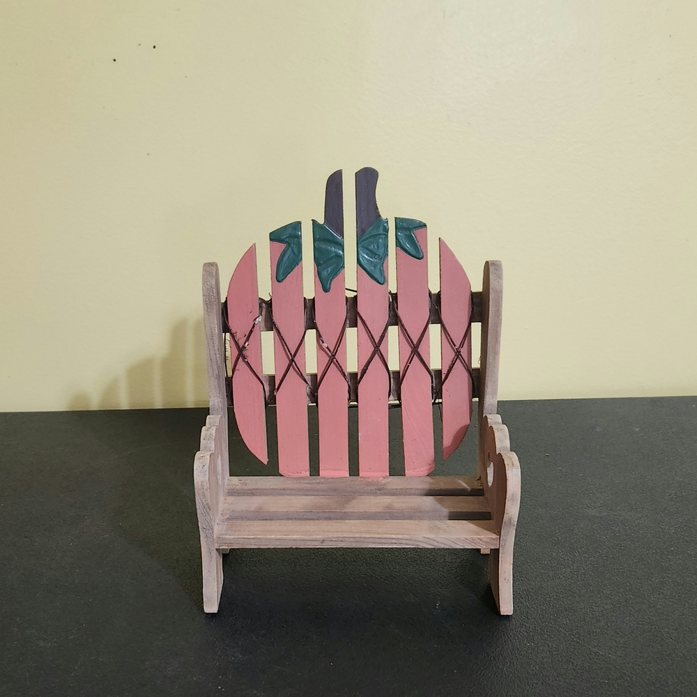 1997 Crazy Mountain Hand Painted Autumn Pumpkin Wooden Chair Decor